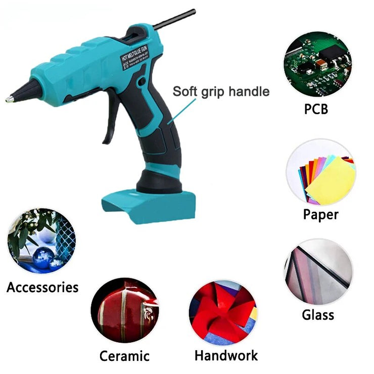 Cordless Hot Glue Gun for Power DIY Projects - compatible with 18V batteries.