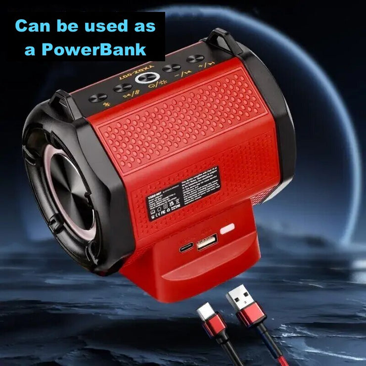 Bluetooth Speaker for Power Tools - Compatible with 18V Li-ion Batteries